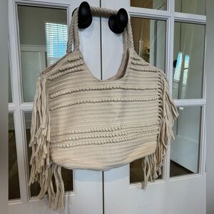 H&M Cream Fringe Tote Bag
